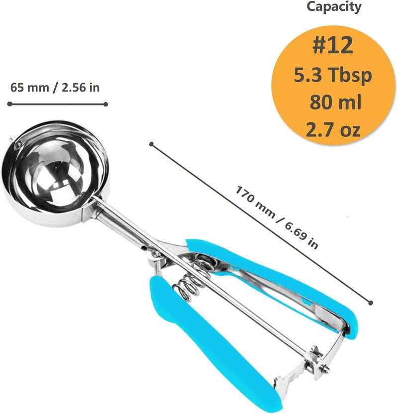 LLESCA Ice Cream Scoop, Cookie Scoop, 5.3 Tbsp/ 80 ml/ 2.7 oz Cookie Scoops for Baking, 18/8 Stainless Steel Cookie Scooper for Baking, Ice Cream Scooper with Trigger Release, Cookie Dough Scoop(Blue) - Image 5